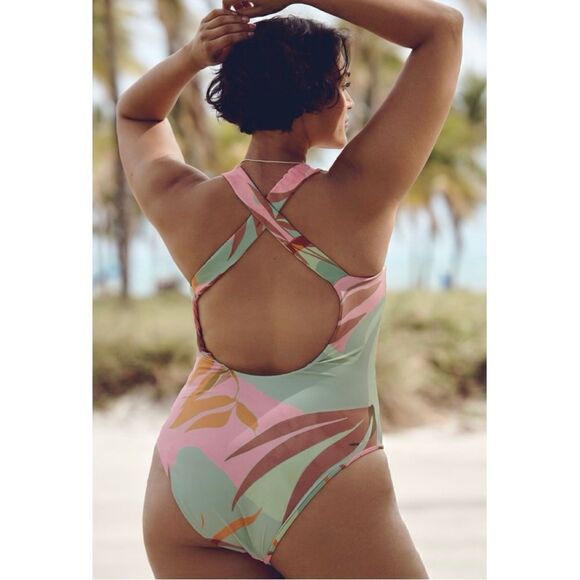 NEW Anthropologie Nomads Wave High Cut Cheeky One-Piece Swimsuit Plus 2X - Picture 3 of 8